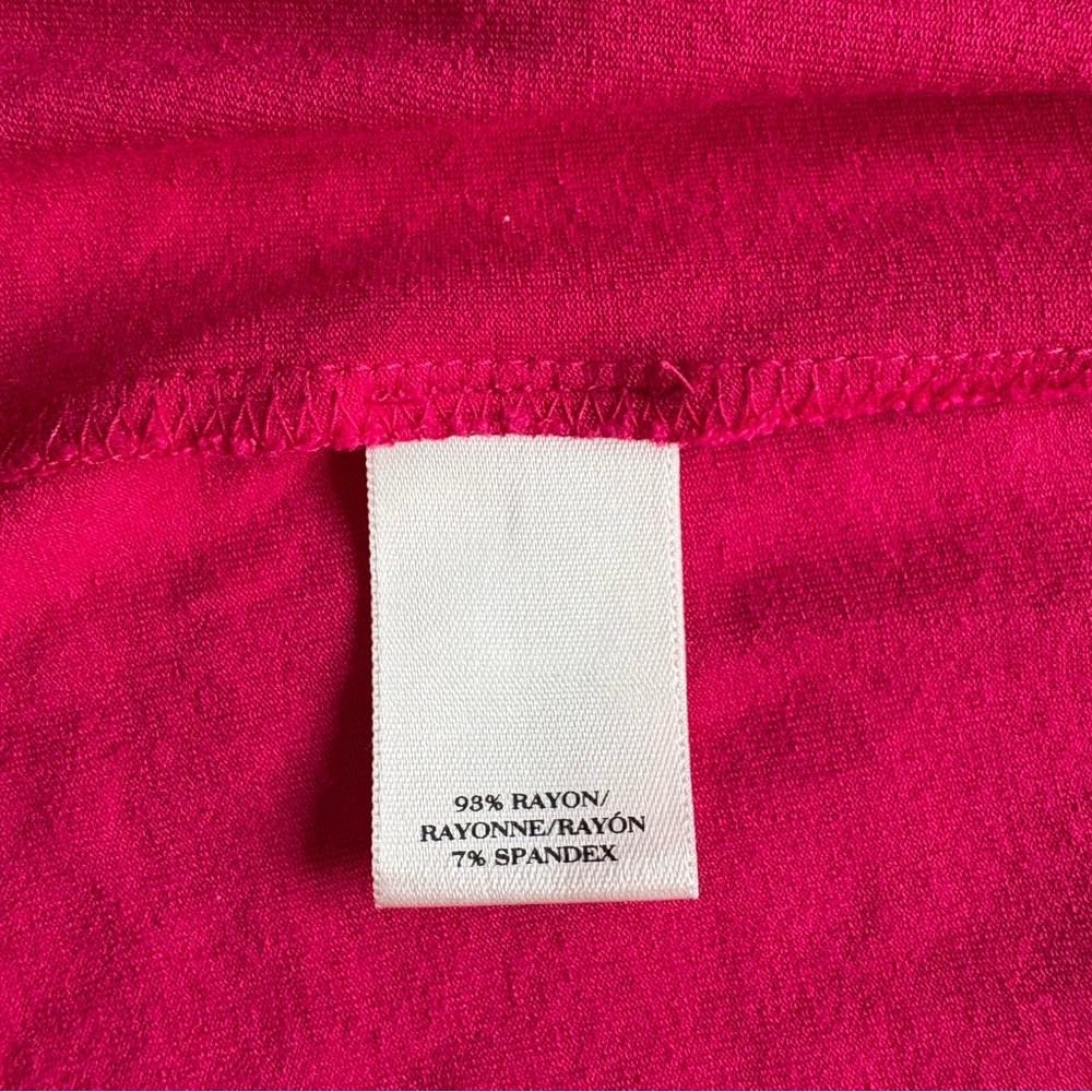 Ann Taylor Bright Pink Wrap Dress 3/4 Sleeve Tie Waist Knee Length: XS - Picture 4 of 7